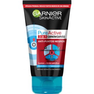GARNIER GEL EXFOLIANTE PURE ACTIVE 3EN1 CARBON PUNTOS NEGROS 150ML