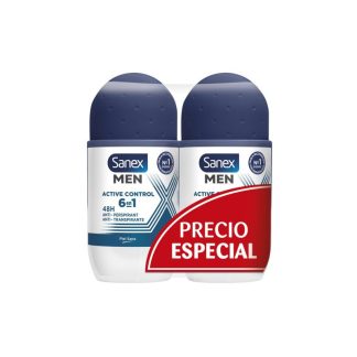 Sanex Desodorante Roll- On Men Active Control 6en1 Pack 2 Unidades