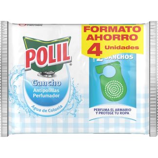 Polil Gancho Perfumado Antipolillas con Aroma a Agua de Colonia 4 uds