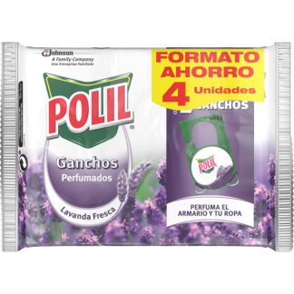 Polil Gancho Perfumado Antipolillas con Aroma a Lavanda Fresca 4 uds