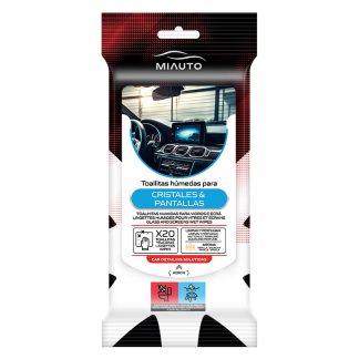 MiAuto Toallitas Limpia Cristales y Pantallas Con Perfume Vainilla 20 Unidades