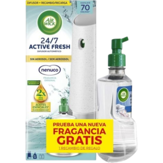 Airwick Active Fresh Ambientador Automático Nenuco Aparato + Recambio 228 ml+ Gratis Recambio Brisa Marina 228ml