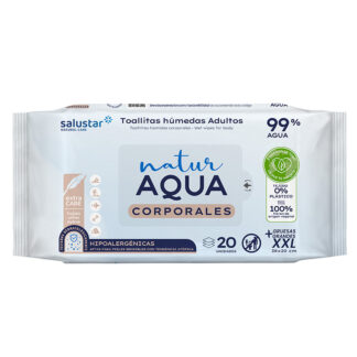 Salustar Toallitas Adultos Natur Aqua 38x20cm XXL 20 Unidades